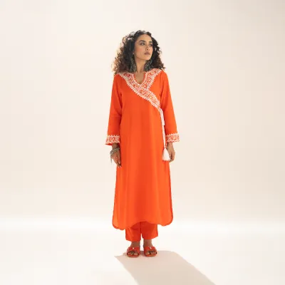 SA-RANG | Stitched 1 Pc Kurta | Orange